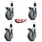 Service Caster 6'' Gray Poly Swivel 1-1/2'' Expanding Stem Caster Set with Brake, 4PK SCC-EX20S614-PPUB-PLB-112-4 - alternate 3